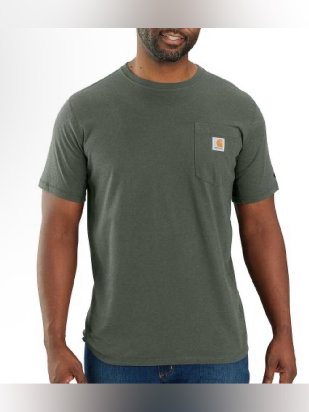 Carhartt Force® Relaxed Fit Green Midweight Short-Sleeve T-Shirt, Sz S (P2P 18”)